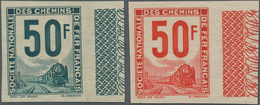 Frankreich - Postpaketmarken: 1944, Societe National Des Chemins De Fer Francais, 50fr. Red And 50fr - Altri & Non Classificati