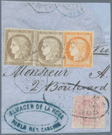 Frankreich - Besonderheiten: 1876, 1/2 R. Wappen, Tangiert Auf Briefteil Mit Ovalstempel "Correos Ca - Altri & Non Classificati