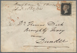 Großbritannien: 1840 1d. Black, Lettered B-C, Used On Cover From Paddington To Dundee, Scotland Tied - Andere & Zonder Classificatie