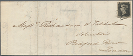 Großbritannien: 1840 1d. Black, Lettered R-F, Used On Folded Letter From Richmansworth To London In - Other & Unclassified