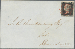 Großbritannien: 1840 1d. Black, Lettered B-C, Used On Folded Cover From Halifax To Manchester, Tied - Other & Unclassified