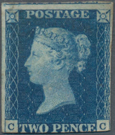 Großbritannien: 1840, 2d. Deep Full Blue, Intense Colour, Cut Into At Base Otherwise Close To Huge M - Other & Unclassified