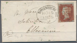 Großbritannien: 1855, 1 P Red-brown With Ideal Spoon Cancellation SHREWESBURY With Serifen In Typ A - Andere & Zonder Classificatie