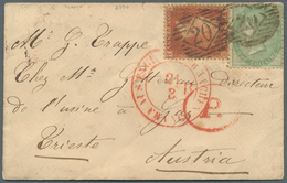 Großbritannien: 1855/56, 1 Penny Red-brown (G/I) And 1 Sh. Green Cancelled "20" On Little Cover To T - Other & Unclassified