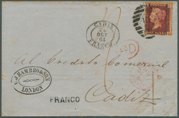 Großbritannien: 1864, 1 Penny Dark-rose (H/C) Plate 72 Single Franking On Folded Letter From London - Otros & Sin Clasificación