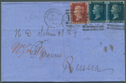 Großbritannien: 1858, 1 Penny Red Plate 40 And Two Items 2 Pence Blue Plate 140 On Folded Letter, 18 - Sonstige & Ohne Zuordnung