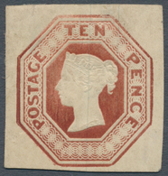 Großbritannien: 1850, 10 D. Brown, Die 2 On Silk Threaded Paper Without Wmk., Unused With Part Of Or - Autres & Non Classés