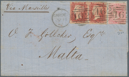 Großbritannien: 1861, 4 D Rose-lilac And 1d Pair Tied With Cardiff "162" Duplex On Folded Letter To - Autres & Non Classés