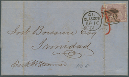 Großbritannien: 1856, 6 Pence Purple-violet Cancelled "159" GLASGOW On Folded Letter 1861 Via London - Other & Unclassified