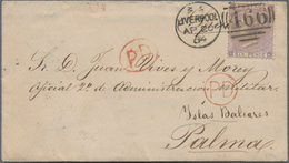 Großbritannien: 1864 Destination BALEARIC ISLANDS: Cover From Liverpool To A Military At Palma, Mall - Otros & Sin Clasificación