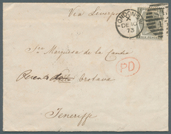 Großbritannien: 1873, Destination TENERIFE: Small Cover From London To Orotava, 'Teneriffe' Via Live - Other & Unclassified