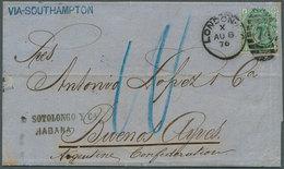 Großbritannien: 1873, 1 Sh Green Plate 12 "O/J" Cancelled "74" London Single Franking On Folded Lett - Other & Unclassified