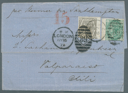 Großbritannien: 1874 (May 16), Destination CHILE: Folded Cover From London To Valparaiso 'per Steame - Other & Unclassified