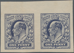 Großbritannien: 1902, King Edward VII, 1d Blue On Cream Paper Pair ECKERLIN DIE PROOF (LARGER DESIGN - Andere & Zonder Classificatie