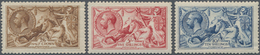 Großbritannien: 1915, Sea Horses (De La Rue), 2s.6d. Yellow-brown, 5s. Pale-rose And 10s. Blue, All - Andere & Zonder Classificatie