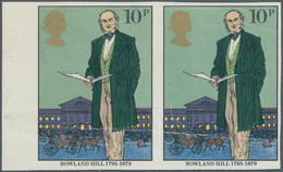 Großbritannien: 1979, 10 P. Sir Rowland Hill, Imperforated Horizontal Pair, Creased, Unmounted Mint. - Other & Unclassified