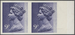 Großbritannien - Machin: 1976, 9 P. Deep Violet, Imperforated Horizontal Pair With Left Margin, Part - Machin-Ausgaben