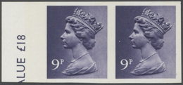 Großbritannien - Machin: 1976, 9 P. Deep Violet, Imperforated Horizontal Pair With Left Margin, Unmo - Machin-Ausgaben