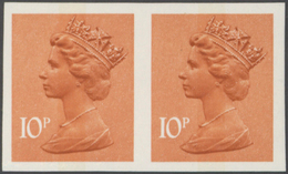 Großbritannien - Machin: 1980, 10 P. Orange-brown, One Phosphor Band, Imperforated Horizontal Pair, - Machin-Ausgaben