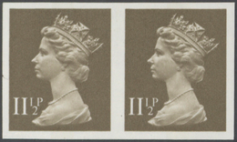 Großbritannien - Machin: 1981, 11 1/2 P. Drab, Imperforated Horizontal Pair, Unmounted Mint. SG 325, - Machin-Ausgaben