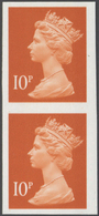Großbritannien - Machin: 1993, 10 P. Dull Orange, Imperforated Vertical Pair, Unmounted Mint. SG 1.1 - Machins