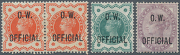 Großbritannien - Dienstmarken: 1896/1902, Office Of Works, QV ½d. Orange Horizontal Pair, ½d. Blue-g - Servizio