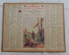 CALENDRIER - ALMANACH 1935   :  CHASSEUR OISEAU PRIS AU PIEGE - Seine Et Oise - Grand Format : 1921-40