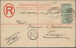 Britische Post In Marokko - Ganzsachen: 1890, Registration Envelope QV 20 Cts. Uprated QV 5 C. Pair - Morocco Agencies / Tangier (...-1958)
