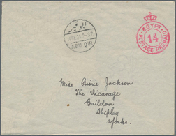 Britische Militärpost In Ägypten: 1935, "(CROWN) POSTAGE PREPAID 14" Red Cancellation On Cover (open - Altri & Non Classificati