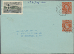 Großbritannien - Ganzsachen: 1959 Four Used Private Postal Stationery Lettersheets Half Penny, Orang - Autres & Non Classés