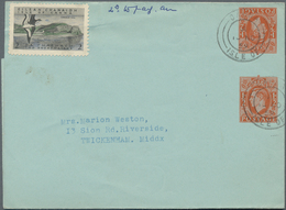 Großbritannien - Ganzsachen: 1959 Four Used Private Postal Stationery Lettersheets Half Penny, Orang - Altri & Non Classificati