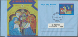Großbritannien - Ganzsachen: 1980 Used Aerogram 14 1/2p Christmas, With Shifted Blue Colour, Normal - Other & Unclassified