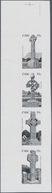 Irland: 2010, Celtic Cross, IMPERFORATE VERTICAL Se-tenant Proof Strip Of Four, Mint Never Hinged. - Cartas & Documentos