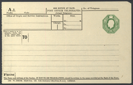 Irland - Ganzsachen: 1922, Postal Stationery Telegramm 1 Sh. Green (A 1), Unused, Central Vertical F - Enteros Postales