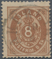 Island: 1873, 8sk. Brown Perf. 14x13½ Postally Used With Antiqua Cds. 'AKUREYRI 19.9.', One Short Pe - Autres & Non Classés