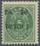 Island: 1902, Gildi Overprints, 5a. Green, Perf. 12¾, INVERTED Black Overprint, Bright Colour, Well - Autres & Non Classés