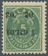 Island: 1902, Gildi Overprints, 5a. Green, Perf. 12¾, INVERTED Black Overprint, Bright Colour, Well - Andere & Zonder Classificatie