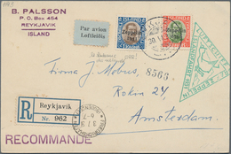 Island: 1931, ISLANDFAHRT: Registered Card Franked With 30 A And 1 Kr "Zeppein 1931" Stamps Cancelle - Otros & Sin Clasificación