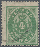 Island - Dienstmarken: 1873, 4sk. Green, Comb Perf. 14:13½, Cancelled By Reykjavik C.d.s., Some Faul - Oficiales