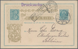 Island - Ganzsachen: 1901 Destination SILESIA: Postal Stationery Card 5a. Blue (1895), With Commerci - Postal Stationery