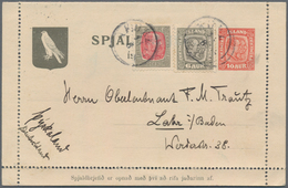 Island - Ganzsachen: 1907 Complete Postal Stationery Letter Card 10a. Rose Used From Akureyri To Lah - Interi Postali