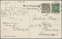 Island - Ganzsachen: 1908, Two Picture Postcards Sent From Reykjavik To Munich, Germany, With 'Gullf - Postwaardestukken