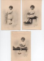 3 Photos D Une Petite Fille Avec Poses Différentes,photos Signées,format 9/14 - Persone Identificate