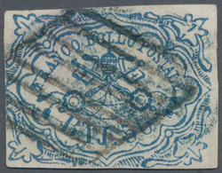Italien - Altitalienische Staaten: Kirchenstaat: 1852, 50 Baj Blue Cancelled With Rhombus Stamp With - Papal States