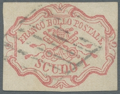 Italien - Altitalienische Staaten: Kirchenstaat: 1852, "1 Sc. Carmine Pink", Colour-fresh Value With - Kerkelijke Staten