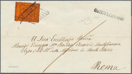 Italien - Altitalienische Staaten: Kirchenstaat: 1868, 10 C Black On Orange-vermilion, Tied By Grid - Papal States