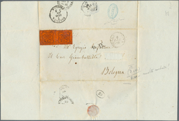 Italien - Altitalienische Staaten: Kirchenstaat: 1868, 2 X 10 C Black On Orange-vermilion, Tied By G - Papal States