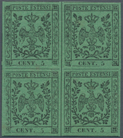 Italien - Altitalienische Staaten: Modena: 1852, 5 Centesimi Green, Without Point After "5", MNH, Wi - Modena