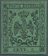 Italien - Altitalienische Staaten: Modena: 1852, 5c. Black On Green "without Point", Fresh Colour An - Modène