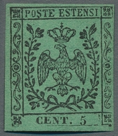 Italien - Altitalienische Staaten: Modena: 1852, "5 C. Black On Green Without Dot", Very Color-fresh - Modène